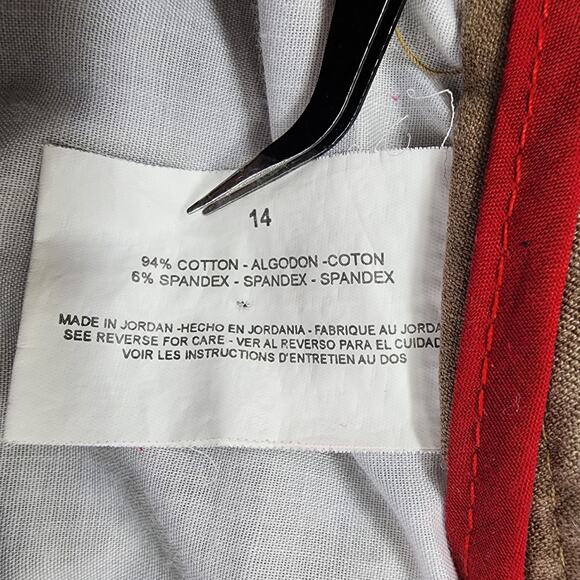 Gloria Vanderbilt Pants Womens 14 Tan Khaki High Rise Straight Leg Chino Stretch - Picture 7 of 13